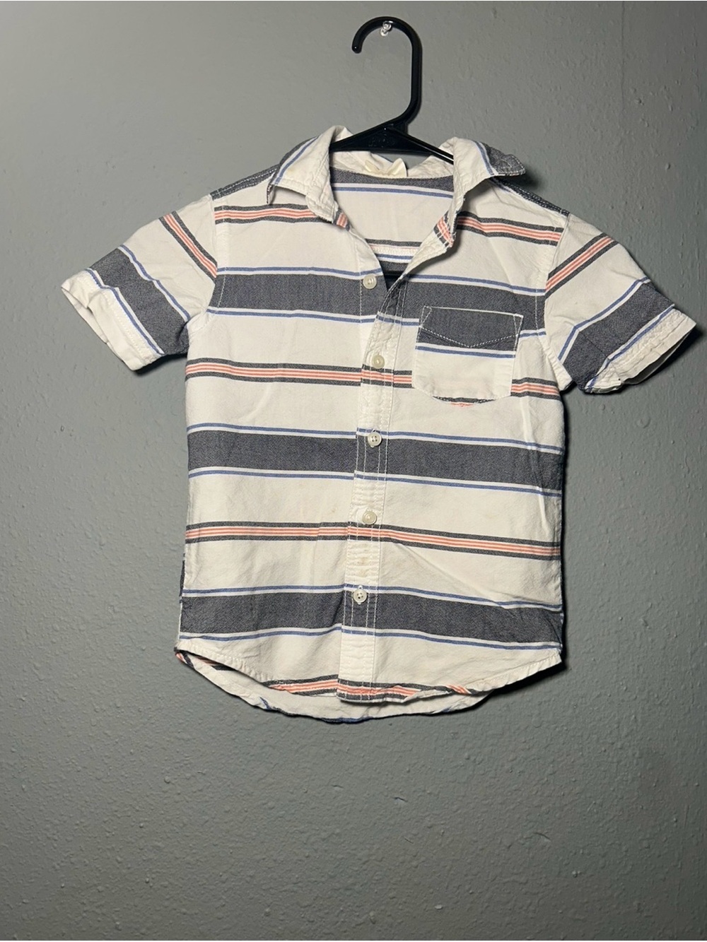 Crazy 8 Short-Sleeve Button-Down Shirt - White, Navy & Coral